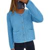 imagePRETTYGARDEN Womens Knit Cardigan Sweaters Fall Fashion Long Sleeve Open Front Button Down Trendy Casual Sweater JacketBlue