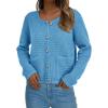 imagePRETTYGARDEN Womens Knit Cardigan Sweaters Fall Fashion Long Sleeve Open Front Button Down Trendy Casual Sweater JacketBlue