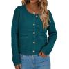 imagePRETTYGARDEN Womens Knit Cardigan Sweaters Fall Fashion Long Sleeve Open Front Button Down Trendy Casual Sweater JacketBlue Green