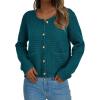 imagePRETTYGARDEN Womens Knit Cardigan Sweaters Fall Fashion Long Sleeve Open Front Button Down Trendy Casual Sweater JacketBlue Green