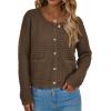 imagePRETTYGARDEN Womens Knit Cardigan Sweaters Fall Fashion Long Sleeve Open Front Button Down Trendy Casual Sweater JacketCoffee