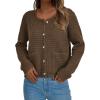 imagePRETTYGARDEN Womens Knit Cardigan Sweaters Fall Fashion Long Sleeve Open Front Button Down Trendy Casual Sweater JacketCoffee