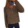 imagePRETTYGARDEN Womens Knit Cardigan Sweaters Fall Fashion Long Sleeve Open Front Button Down Trendy Casual Sweater JacketCoffee