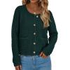 imagePRETTYGARDEN Womens Knit Cardigan Sweaters Fall Fashion Long Sleeve Open Front Button Down Trendy Casual Sweater JacketDark Green