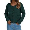 imagePRETTYGARDEN Womens Knit Cardigan Sweaters Fall Fashion Long Sleeve Open Front Button Down Trendy Casual Sweater JacketDark Green