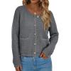 imagePRETTYGARDEN Womens Knit Cardigan Sweaters Fall Fashion Long Sleeve Open Front Button Down Trendy Casual Sweater JacketGrey
