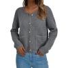 imagePRETTYGARDEN Womens Knit Cardigan Sweaters Fall Fashion Long Sleeve Open Front Button Down Trendy Casual Sweater JacketGrey