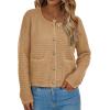 imagePRETTYGARDEN Womens Knit Cardigan Sweaters Fall Fashion Long Sleeve Open Front Button Down Trendy Casual Sweater JacketKhaki
