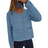 imagePRETTYGARDEN Womens Knit Cardigan Sweaters Fall Fashion Long Sleeve Open Front Button Down Trendy Casual Sweater JacketMist Blue
