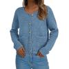 imagePRETTYGARDEN Womens Knit Cardigan Sweaters Fall Fashion Long Sleeve Open Front Button Down Trendy Casual Sweater JacketMist Blue