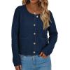 imagePRETTYGARDEN Womens Knit Cardigan Sweaters Fall Fashion Long Sleeve Open Front Button Down Trendy Casual Sweater JacketNavy
