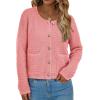 imagePRETTYGARDEN Womens Knit Cardigan Sweaters Fall Fashion Long Sleeve Open Front Button Down Trendy Casual Sweater JacketPink
