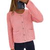 imagePRETTYGARDEN Womens Knit Cardigan Sweaters Fall Fashion Long Sleeve Open Front Button Down Trendy Casual Sweater JacketPink