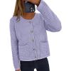 imagePRETTYGARDEN Womens Knit Cardigan Sweaters Fall Fashion Long Sleeve Open Front Button Down Trendy Casual Sweater JacketPurple
