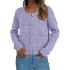 imagePRETTYGARDEN Womens Knit Cardigan Sweaters Fall Fashion Long Sleeve Open Front Button Down Trendy Casual Sweater JacketPurple