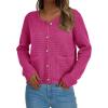imagePRETTYGARDEN Womens Knit Cardigan Sweaters Fall Fashion Long Sleeve Open Front Button Down Trendy Casual Sweater JacketRose Red