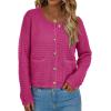 imagePRETTYGARDEN Womens Knit Cardigan Sweaters Fall Fashion Long Sleeve Open Front Button Down Trendy Casual Sweater JacketRose Red