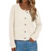 imagePRETTYGARDEN Womens Knit Cardigan Sweaters Fall Fashion Long Sleeve Open Front Button Down Trendy Casual Sweater JacketWhite