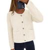 imagePRETTYGARDEN Womens Knit Cardigan Sweaters Fall Fashion Long Sleeve Open Front Button Down Trendy Casual Sweater JacketWhite