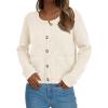 imagePRETTYGARDEN Womens Knit Cardigan Sweaters Fall Fashion Long Sleeve Open Front Button Down Trendy Casual Sweater JacketWhite