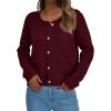 imagePRETTYGARDEN Womens Knit Cardigan Sweaters Fall Fashion Long Sleeve Open Front Button Down Trendy Casual Sweater JacketWine Red