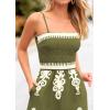 imagePRETTYGARDEN Womens Summer Boho Jumpsuits One Piece Beach Vacation Outfits Spaghetti Strap Wide Leg Pants RompersArmy Green
