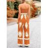 imagePRETTYGARDEN Womens Summer Boho Jumpsuits One Piece Beach Vacation Outfits Spaghetti Strap Wide Leg Pants RompersBrick Red