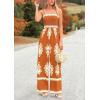 imagePRETTYGARDEN Womens Summer Boho Jumpsuits One Piece Beach Vacation Outfits Spaghetti Strap Wide Leg Pants RompersBrick Red