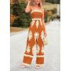 imagePRETTYGARDEN Womens Summer Boho Jumpsuits One Piece Beach Vacation Outfits Spaghetti Strap Wide Leg Pants RompersBrick Red