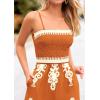 imagePRETTYGARDEN Womens Summer Boho Jumpsuits One Piece Beach Vacation Outfits Spaghetti Strap Wide Leg Pants RompersBrick Red