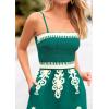 imagePRETTYGARDEN Womens Summer Boho Jumpsuits One Piece Beach Vacation Outfits Spaghetti Strap Wide Leg Pants RompersDark Green