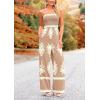 imagePRETTYGARDEN Womens Summer Boho Jumpsuits One Piece Beach Vacation Outfits Spaghetti Strap Wide Leg Pants RompersKhaki