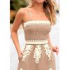 imagePRETTYGARDEN Womens Summer Boho Jumpsuits One Piece Beach Vacation Outfits Spaghetti Strap Wide Leg Pants RompersKhaki