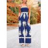 imagePRETTYGARDEN Womens Summer Boho Jumpsuits One Piece Beach Vacation Outfits Spaghetti Strap Wide Leg Pants RompersNavy