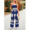 imagePRETTYGARDEN Womens Summer Boho Jumpsuits One Piece Beach Vacation Outfits Spaghetti Strap Wide Leg Pants RompersNavy