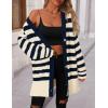 imagePRETTYGARDEN Womens Winter Striped Cardigan Sweaters Long Sleeve Button Down Open Front Chunky Knit Oversized Sweater CoatStriped Beige Navy