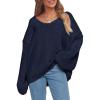imagePRETTYGARDEN Womens Fall Sweaters Chunky Loose Long Sleeve V Neck Oversized Dressy Casual Knit Pullover TopsNavy