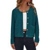imagePRETTYGARDEN Womens Knit Cardigan Sweaters Fall Fashion Long Sleeve Open Front Button Down Trendy Casual Sweater JacketBlue Green