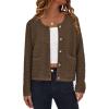 imagePRETTYGARDEN Womens Knit Cardigan Sweaters Fall Fashion Long Sleeve Open Front Button Down Trendy Casual Sweater JacketCoffee