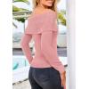 imagePRETTYGARDEN Womens Fall Off Shoulder Sweaters Y2K Long Sleeve Ribbed Knit Fitted Pullover Winter Date Night Tops BlouseBean Paste Pink
