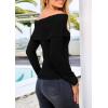 imagePRETTYGARDEN Womens Fall Off Shoulder Sweaters Y2K Long Sleeve Ribbed Knit Fitted Pullover Winter Date Night Tops BlouseBlack