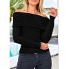 imagePRETTYGARDEN Womens Fall Off Shoulder Sweaters Y2K Long Sleeve Ribbed Knit Fitted Pullover Winter Date Night Tops BlouseBlack