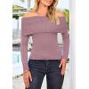 imagePRETTYGARDEN Womens Fall Off Shoulder Sweaters Y2K Long Sleeve Ribbed Knit Fitted Pullover Winter Date Night Tops BlouseHeather Pink