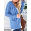 imagePRETTYGARDEN Womens Open Front Cardigan Sweaters Fall Fashion Button Down Cable Knit Chunky Winter Outerwear CoatsSky Blue
