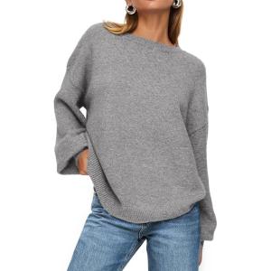 imagePRETTYGARDEN Womens Winter Sweaters Casual Crew Neck Long Sleeve Pullover Ribbed Knit Loose Fit Sweater TopsGrey