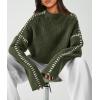 imagePRETTYGARDEN Womens Chunky Knit Winter Sweaters Casual Long Sleeve Mock Neck Oversized Loose Pullover Sweater TopsArmy Green
