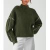 imagePRETTYGARDEN Womens Chunky Knit Winter Sweaters Casual Long Sleeve Mock Neck Oversized Loose Pullover Sweater TopsArmy Green
