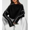 imagePRETTYGARDEN Womens Chunky Knit Winter Sweaters Casual Long Sleeve Mock Neck Oversized Loose Pullover Sweater TopsBlack
