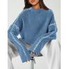 imagePRETTYGARDEN Womens Chunky Knit Winter Sweaters Casual Long Sleeve Mock Neck Oversized Loose Pullover Sweater TopsBlue