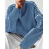 imagePRETTYGARDEN Womens Chunky Knit Winter Sweaters Casual Long Sleeve Mock Neck Oversized Loose Pullover Sweater TopsBlue